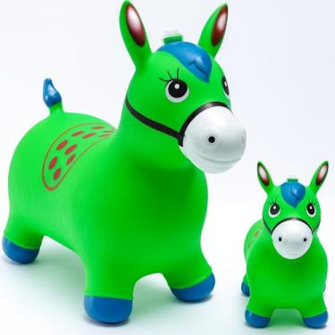 Imagem de Cavalinho Upa Upa Grande Pula Pula Musical Borracha Resistente Inflável VERDE, AZUL, VERMELHO, ROSA (Verde)