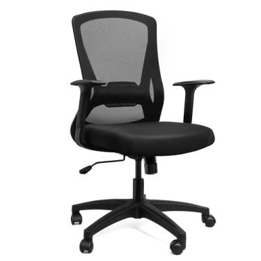 Imagem de KIZECK Cadeira de mesa de escritório giratória de malha ergonômica com suporte lombar de altura ajustável para casa, meio das costas, preta