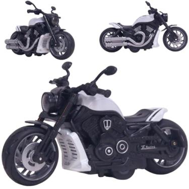 Imagem de Moto Miniatura de Metal Pull Back Luz e Som 1:12 Branca - Castela