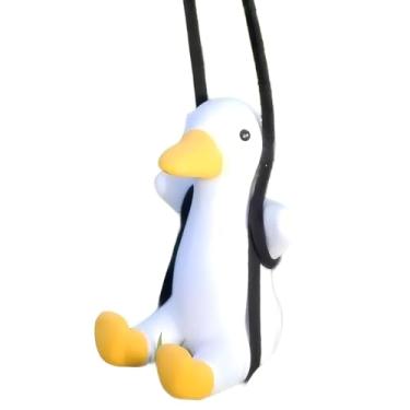 Imagem de MOYEE Lindo espelho retrovisor de carro de pato balançando, acessórios para pendurar, decoração de interiores de carro engraçado (pato de bebida)