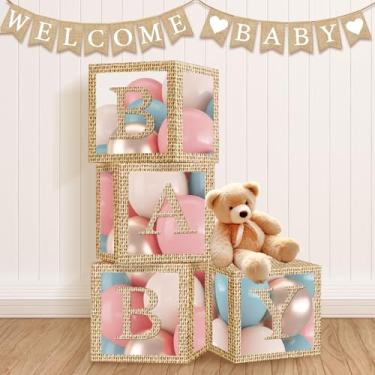 Imagem de Boho Baby Boxes Balões Decorações de Chá de Bebê - 4 Caixas de Balões Transparentes Estilo Casa de Fazenda Rústica com Grão de Serapilheira, 32 Balões Pastel para Revelar Sexo Chá de Bebê Aniversário