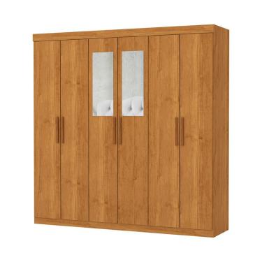 Imagem de Guarda Roupa Casal Recife 6 Portas 2 Gavetas Com Espelho Carioca Moveis Cinamomo