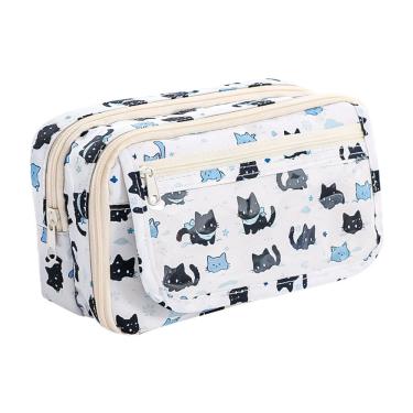 Imagem de Estojo de lápis transparente de grande capacidade com design Snowy Cat