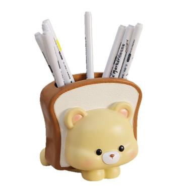 Imagem de Porta-canetas Cute Bear Bread Shape, organizador de mesa de resina