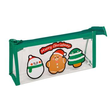 Imagem de Estojo de lápis transparente em PVC fofo com tema natalino de 22,5 cm