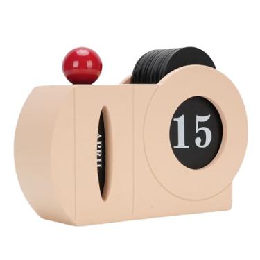 Imagem de SPYMINNPOO Calendário Perpétuo de Madeira, Exibição de Data de Mesa retrô Com Design Ajustável, Madeira Maciça e ABS, 7,1 X 2,4 X 5,1 pol., Presente de Decoração de Casa de Escritório Vintage para Amigos