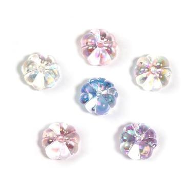 Imagem de ARTISAMILY 30 contas de abóbora arco-íris 16 mm lanterna de cristal contas espaçadoras soltas para caneta, pulseira de abóbora, acrílico colorido, contas decorativas de artesanato para chaveiro faça