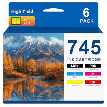 Imagem de Cartucho de tinta 745 de alta capacidade 300 ml de substituição para cartuchos de tinta HP 745 (pacote com 6) F9K06A F9K05A F9K04A F9K03A F9K02A F9K01A compatível com DesignJet Z5600 Z2600 Postscript