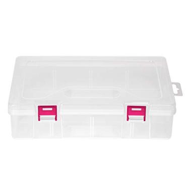 Imagem de D306 Caixa de armazenamento de plástico transparente Organizador de joias Ferramentas de hardware Recipiente Transparente e resistente Estojo de armazenamento portátil para (fivela rosa)