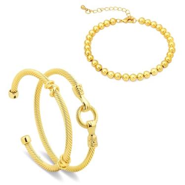 Imagem de DOULLA Pulseiras de cabo femininas – Pulseira de fio torcido dourado, joias modernas presentes para mulheres