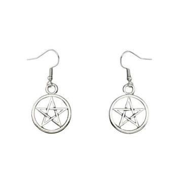 Imagem de Brinco Pendurado Pentagrama Delicado Vintage Prateado - 3I