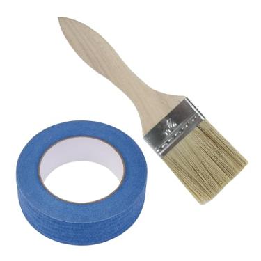 Imagem de logyues Ferramenta de pincel de verniz para manchas de 5 cm com fita azul do pintor 3,6 cm x 55 m, pacote com 2