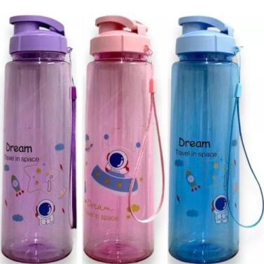 Imagem de Garrafa Squeez Plastica Esportiva 450ml Azul Rosa Roxo Astronauda Drea
