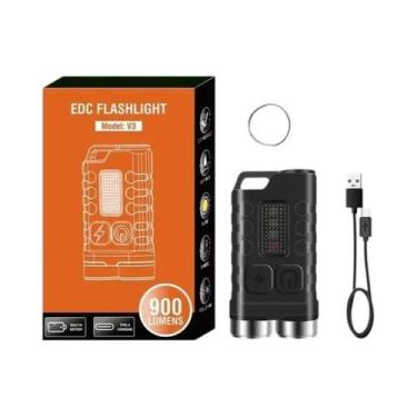 Imagem de Lanterna LED Mini Portátil Com Chaveiro, Recarregável Tipo C, Alta Pot