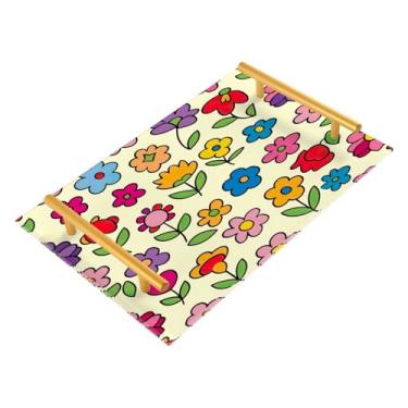 Imagem de Wassud Bandeja de banheiro com flores fofas de acrílico para joias de perfume, bandeja de maquiagem, cômoda, quarto, cozinha, mesa, 30 x 20 cm