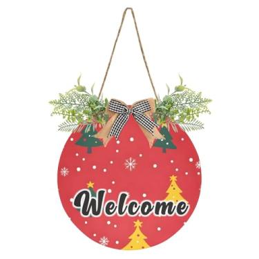 Imagem de YETTASBIN Placa de boas-vindas para árvore de Natal, placa de parede à prova d'água, guirlanda decorativa de alpendre para inauguração de casa, quintal, jardim, decoração de férias, 30 x 30 cm