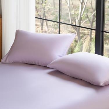 Imagem de Conjunto de fronhas DOZ, 100% viscose derivada de bambu, cultivada organicamente, macia, sedosa, respirável, refrescante, Oeko-TEX, alto GSM, pacote com 2, fecho de envelope (Queen, lavanda)