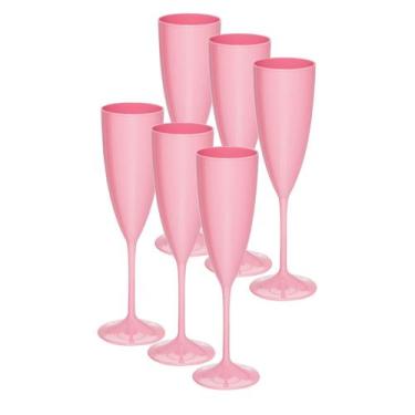 Imagem de Taça Espumante 20pçs Acrilico Cristal Premium 170ml Neoplas, Rosa Clar