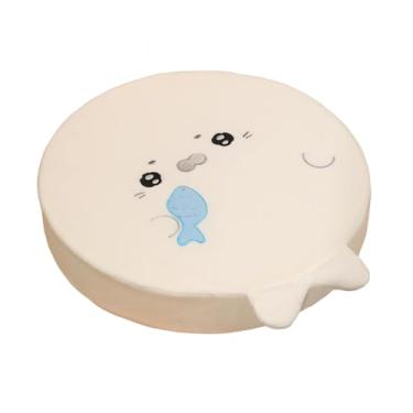 Imagem de Generic Almofada de assento em espuma viscoelástica com estampa de desenho animado e capa lavável para cadeira de escritório, almofada para cadeira de jantar, Peixe Branco Come