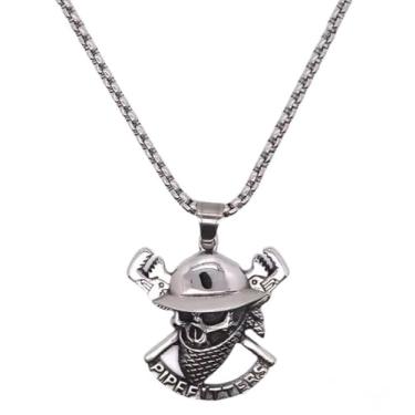 Imagem de Colar Pingente Caveira PIPE FITTERS Profissão Em Aço Inox