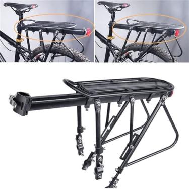 Imagem de Porta-malas traseiro para bicicleta rack de liga leve ajustável com liberação rápida e fácil instalar capacidade carga máxima 220 5 lbs inclui refletor se adapta a maioria dos tipos