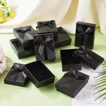 Imagem de 1 caixa de presente de papel de papelão com laço 9 x 7 cm retangular organizador de joias brinco pulseira anéis caixas de armazenamento dia dos namorados aniversário casamento aniversário joias