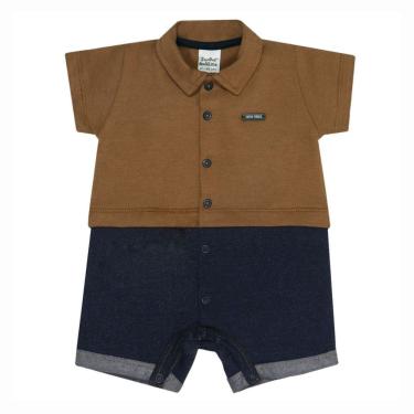 Imagem de Macacão Bebê Curto Nozes Caramelo / Marinho - Sonho Mágico