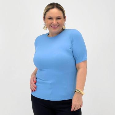Imagem de Blusa Alpelo Plus Size Básica Canelada Manga Curta Feminina-Feminino