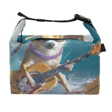 Imagem de TSENQUE Lancheira divertida para cães chihuahua surfando para mulheres, lancheira portátil, lancheira para trabalho, linda bolsa térmica para o trabalho