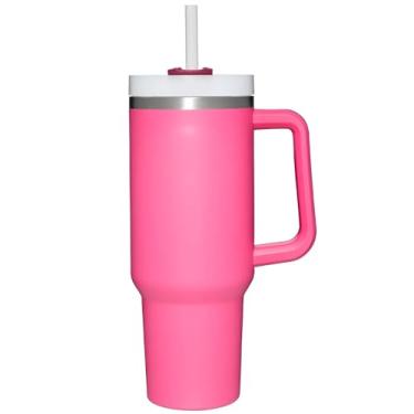 Imagem de Copo Térmico Premium, Aço Inox/ABS, Rosa, 1200ml, Tampa com Canudo, Parede Dupla, 32cm Altura, Conservação 12h Gelado/4h Quente