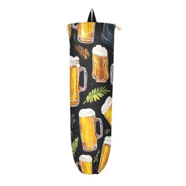 Imagem de Porta-sacos plásticos Beer on Black, 2 unidades, dispensador de armazenamento de saco de lixo, organizador de sacos de cozinha