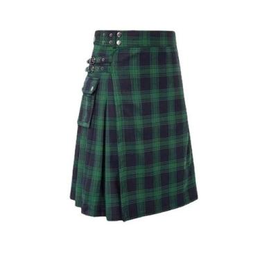 Imagem de Saia Curta Masculina De Tartan, Kilt Tradicional Da Escócia, Moda Vint