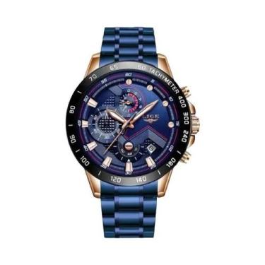 Imagem de Relógio Masculino De Luxo Esportivo Cronógrafo Quartz LIGE Em Aço Inox
