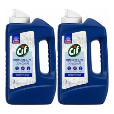Imagem de Kit Com 2 Lavar Louças Detergente De 1kg Em Pó Cif Máquinas
