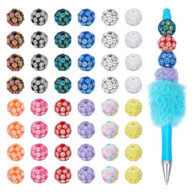 Imagem de FINGERINSPIRE 48 peças de contas de resina com revestimento UV 12 cores 1,6 x 1,5 cm strass iridescente flor contas de resina brilhantes strass brilhantes contas redondas para fazer joias, caneta