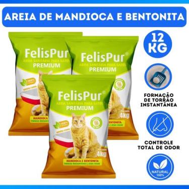Imagem de Kit Com 3 Areias de Gato de Mandioca e Bentonita Sem Odor - Ef Pet