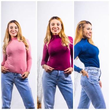 Imagem de Kit 3 blusa feminina cacharrel com manga longa - GK TODA BELA, Rose, V