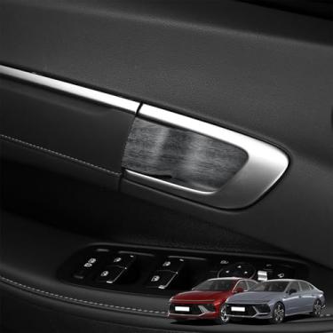 Imagem de Amzcar 4 peças de tampas de moldura de tigela de maçaneta interna de porta compatível com acessórios Hyundai Sonata 2025 (grão de madeira)