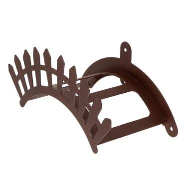 Imagem de Suporte decorativo em aço para mangueira para jardins/pátios, estruturas de aço para montagem na parede, estilo cerca(Marron)