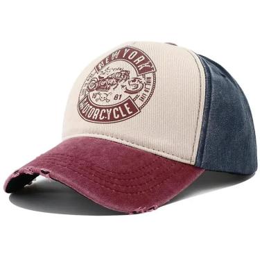 Imagem de Boné trucker beisebol vintage aba curvada motocicleta ajustável unissex-Unissex