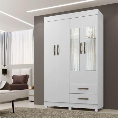 Imagem de Roupeiro Copacabana Branco 4 Portas Com Espelho Benetil Moveis