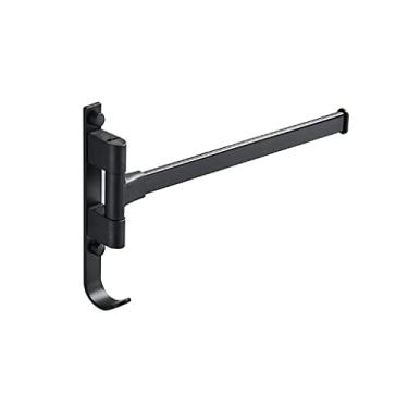 Imagem de Toalheiro de alumínio para banheiro Suporte de trilho preto giratório para toalhas de mão prateleiras cabides de parede ferragens de economia de espaço (cor: 1, tamanho