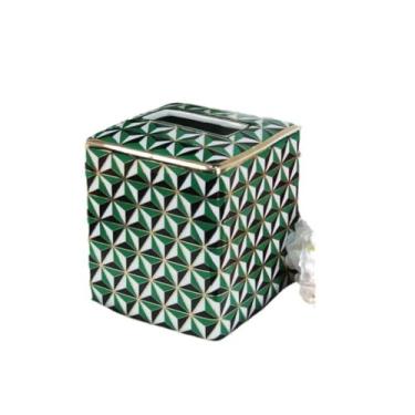 Imagem de Porta-toalhas de papel, caixa de lenços de cerâmica, sala de estar, caixa de lenços estilo retrô, design losango, caixa de lenços criativos