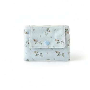 Imagem de Carteira feminina com suporte de cartão de camada dupla, porta-moedas de grande capacidade, organizador multifuncional de identidade e cartão bancário, Azul, Cosmetic_case