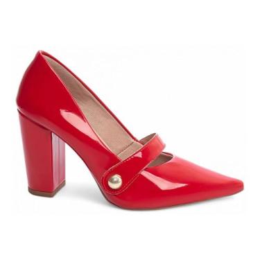 Imagem de Sapato Scarpin Salto Alto Quadrado Vermelho Torricella AVS 65-13F, 38