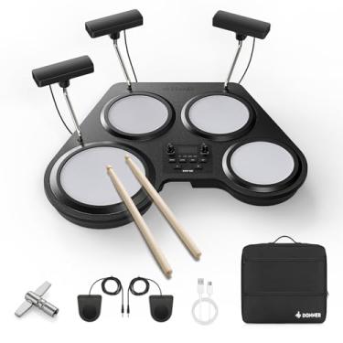 Imagem de Donner Conjunto de bateria eletrônica Beat Go, kit de bateria elétrica portátil com aulas de treinamento para iniciantes, tambor de mesa compacto com baqueta e mochila, 180 vozes, 30 músicas de