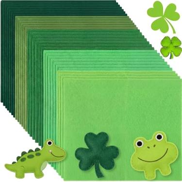 Imagem de Peryiter 150 peças de folhas de tecido de feltro verde para artesanato 24 x 24 cm Natal sortido verde claro tecido de feltro quadrado para artesanato, costura, escola, projeto DIY