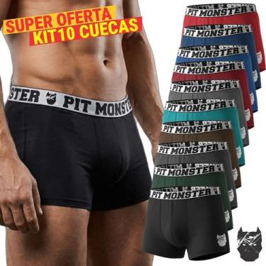 Imagem de Kit 10 Cuecas Boxer Box Pitmonster De Microfibra Adulto, Variadas, GG