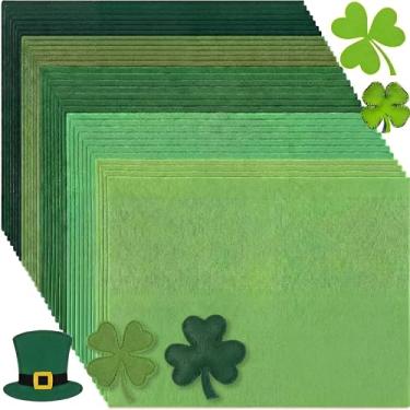 Imagem de Peryiter 150 peças de folhas de tecido de feltro verde para artesanato 40,6 x 45,7 cm Natal sortido verde claro tecido de feltro quadrado para artesanato, costura, escola, projeto DIY