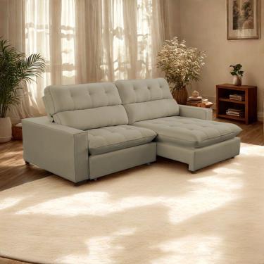 Imagem de Sofá 2 Lugares 2,20m Retrátil Reclinável Veludo Andreia Lansofbr Capuccino